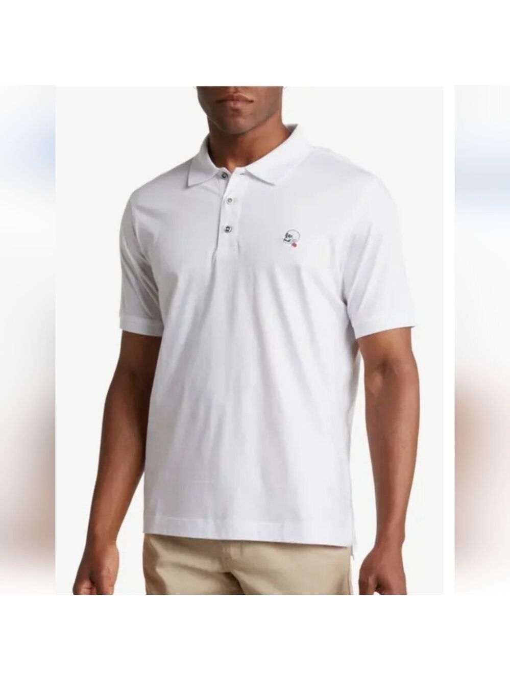 ROBERT GRAHAM MEN'S SOLID WHITE NEW POLO SHIRT MEDIUM